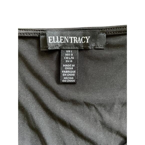 ELLEN TRACY, SIZE L, BLACK, CAP SLEEVE, V NECK, TOP - Picture 3 of 4